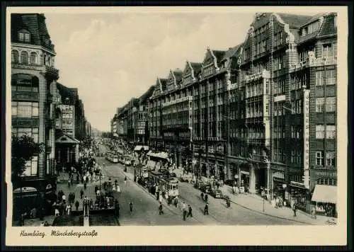 AK -  Hamburg Mitte Altstadt, Mönckebergstraße, Straßenbahn Geschäfte .... 1940