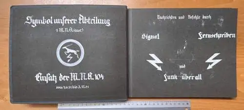 Kriegs-Fotoalbum ohne Fotos - gestickt Wappen Finnland - Funk 1 M.N.A. mot 104
