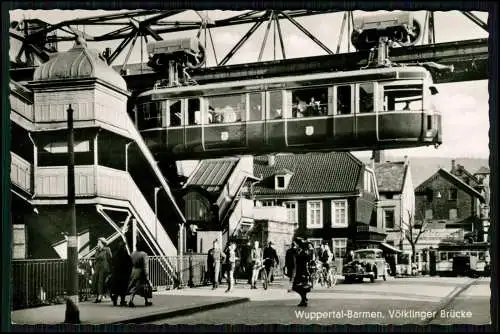 Foto AK - Wuppertaler Schwebebahn - an der Völklinger Brücke in Wuppertal-Barmen