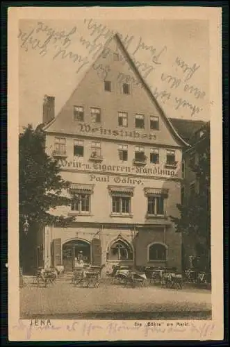 AK - Weinstube von Paul Göhre Jena, am Markt - Terrasse Biergarten 1919 gelaufen