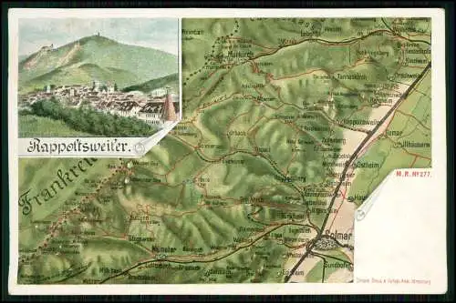 AK Landkarte - Region Rappoltsweiler Ribeauvillé Elsass - umliegenden Landschaft