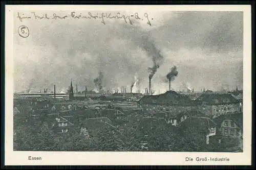 AK Groß-Industrie in Essen - rauchende Schornsteine Sinnbild für Kohleförderung