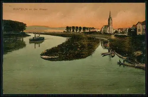 AK - Rinteln Weser - Dampfschiff Boote Stiftskirche St. Nikolai - 1916 Feldpost