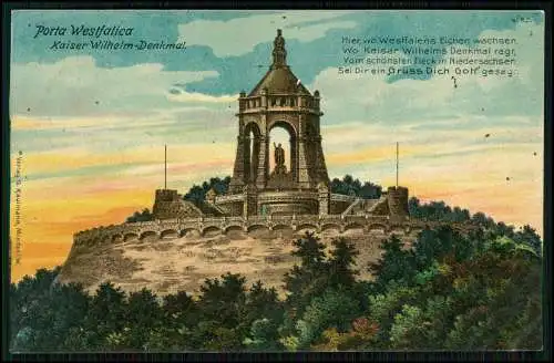 AK Porta Westfalica Kaiser Wilhelm Denkmal Stempel Wittekindsberg 1910 gelaufen