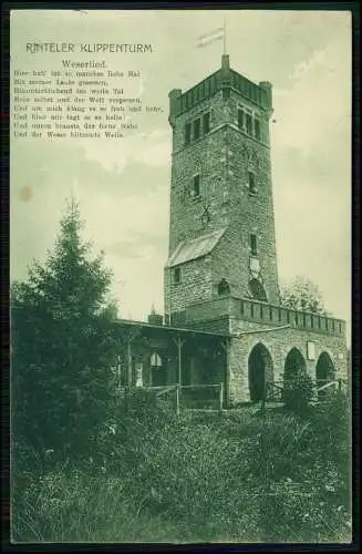 AK - Rinteln Weser Schaumburg - Partie am Klippenturm Weserlied - 1916 Feldpost