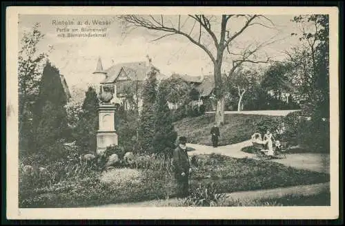 2x AK - Rinteln Weser Schaumburg - Blumenwall mit Bismarck-Denkmal 1916 Feldpost