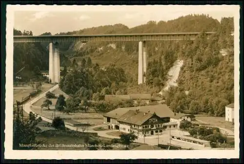 Foto AK - Weyarn Oberbayern, Mangfallbrücke der Reichsautobahn München - Grenze