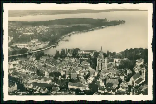 Konstanz Bodensee Blick auf Bucht u. Halbinsel Horn Fußball Briefmarke 1936 gel.