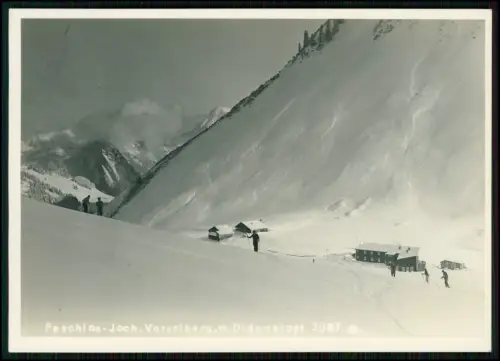 Foto AK Schutzhütte Faschina-Joch in Vorarlberg mit Diedamskopf im Hintergrund