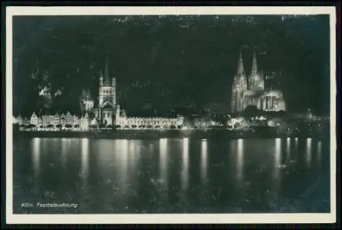 5x Foto AK - Köln bei Nacht und Tag - Dom und Gebäude entlang des Rheinufers