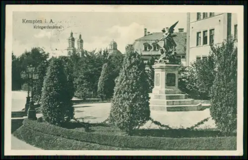 2x AK - Kriegerdenkmal am Lyzeum in Kempten Allgäu - 1925 gelaufen