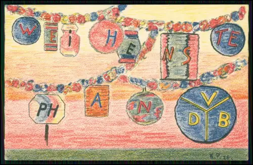 Karte des Weihenstephaner V. D. B.  Pastellzeichnung Kurt Prinsler 1927 gelaufen