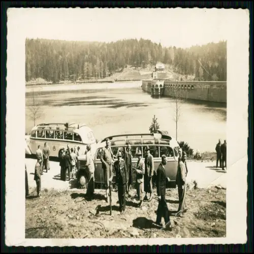 Foto AK Reise mit Bus der Ebsteiner - zur Schwarzenbach-Talsperre Forbach 1936