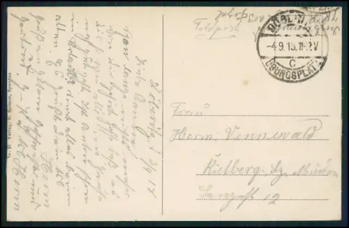 AK Dallgow Döberitz Truppenübungsplatz mit Dorf u. Kirche 1918 Feldpost gelaufen