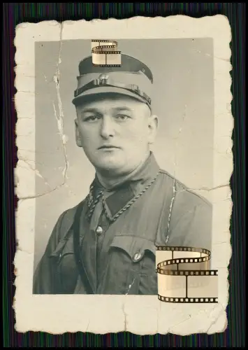 Foto 6x4 cm - Portrait Soldat - Rückseite handschriftlich beschrieben