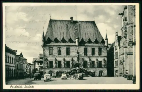 alte AK  - Parkende Fahrzeuge vor dem Rathaus in Osnabrück