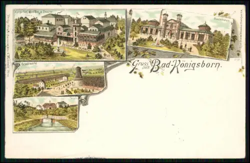 AK Litho - Unna Königsborn - Kurgarten Kurhaus Theater Badehaus - 1897 gelaufen