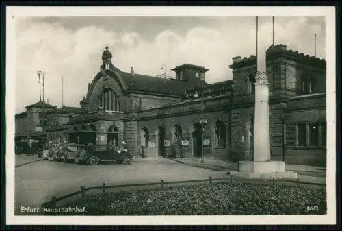 3x AK - Erfurt Thüringen - Bahnhof Vorplatz PKW - Rathaus und Luftbild 1941 gel.