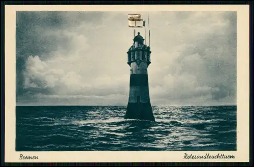 AK Bremerhaven - Blick auf den Leuchtturm Roter Sand an der Wesermündung Nordsee