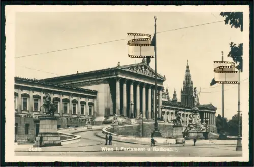 Foto AK Ansichtskarte - Wien Parlament und Rathaus - 1938 gelaufen