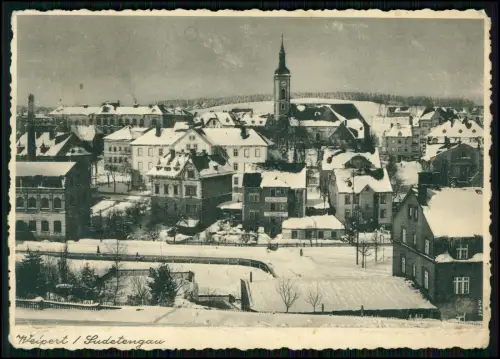 Foto AK - Weipert Vejprty im Sudetengau - verschneite Stadtansicht mit Gebäuden