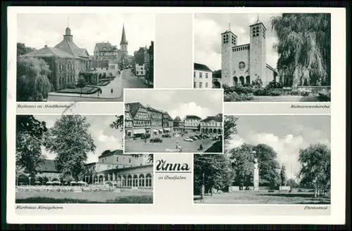 AK - Unna in Westfalen - Rathaus mit Stadtkirche Markt - Ehrenmal - Kurhaus u.a.