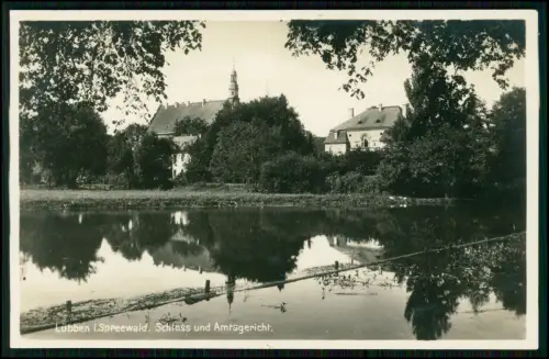 alte Foto AK - Schloss Lübben - und das Amtsgericht in Lübben Spreewald