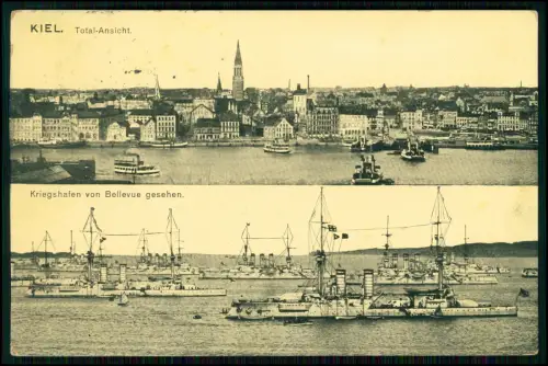 AK - Kiel - Kriegshafen von Bellevue gesehen - 1913 gelaufen