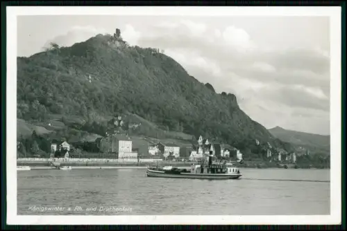 Echt Foto AK - Fähre - Königswinter am Rhein mit dem Drachenfels - 1939 gelaufen