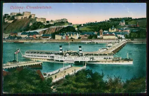 4x AK - Festung Ehrenbreitstein in Koblenz am Rhein - Dampfer 1916 Feldpost