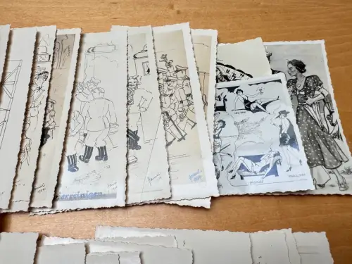 32x Postkarten – Wehrmacht Karikatur / Cartoon / Satire / Comic - um 1938