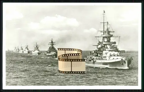 Foto AK - Flottenparade Schlachtkreuzer Panzerschiffe - Deutsche Kriegsschiffe