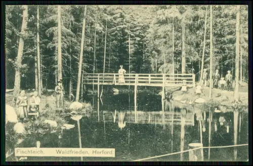 AK - Herford Waldfrieden Fischteich Neustädter Feldmark Zoo Tierpark - 1908 gel.