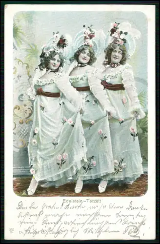 AK - Edelstein-Terzett - drei Künstlerinnen Sängerinnen Tänzerinnen - 1907 gel.