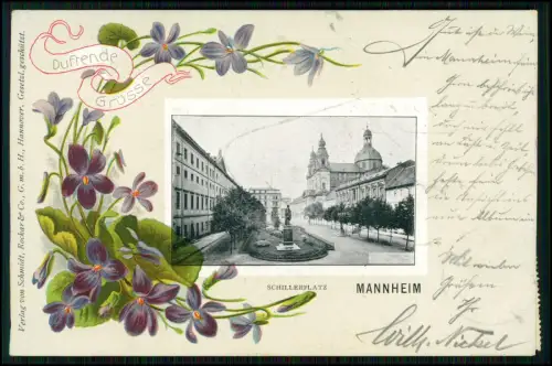 AK- Mannheim in Baden Württemberg - Schillerplatz Jesuitenkirche - 1907 gelaufen