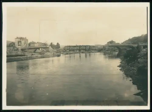 Foto 17x13cm 1. WK - Saint-Mihiel Frankreich - zerstörte Brücke über die Maas