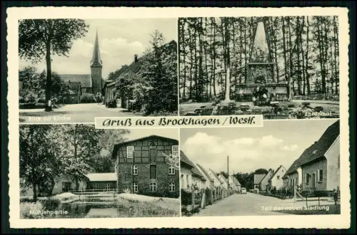 AK - Brockhagen Steinhagen - Blick zur Kirche Ehrenmal Mühlenpartie Siedlung