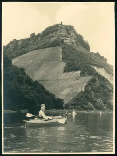 Foto 23x17cm - Serrig Saarburg-Kell - vom Paddel-Boot - Blick nach der Klause