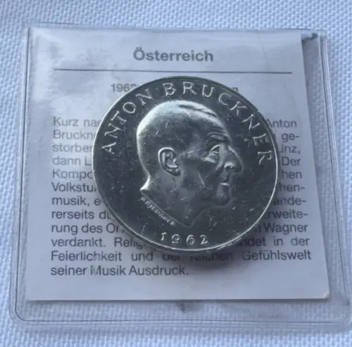 Anton Bruckner - ÖSTERREICH 25 SCHILLING Silbermünze 1962 - MDM Münze Case