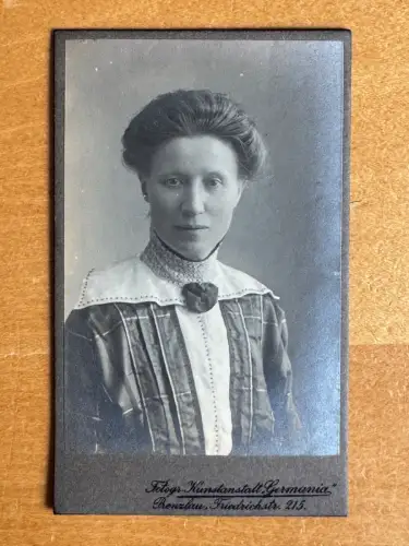 CDV Foto feine Dame  Fotografie Kunstanstalt Germania Prenzlau Friedrichstr. 215