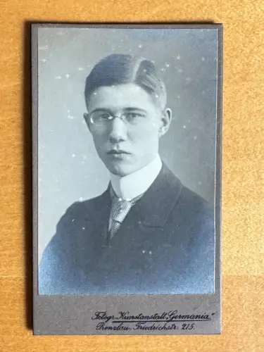 CDV Foto feiner Herr  Fotografie Kunstanstalt Germania Prenzlau Friedrichstr 215