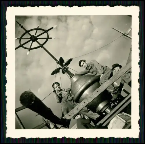 5x Foto Restaurierung Kirchturm Turmspitze Steuerrad - wagemutige Männer