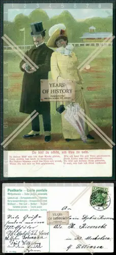 Orig. AK Liebespaar Amor 1907 gel. Auf der Galopprennbahn Du bist zu schön um 