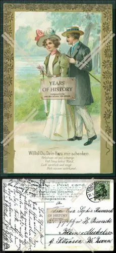 Orig. AK Präge Litho Liebespaar Amor 1903 gel. Willst du dein Herz mir schenke