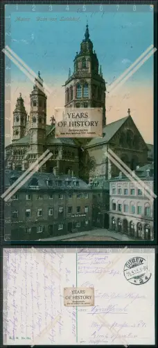 AK Mainz Dom von Leichhof 1915 Guben Feldpost gelaufen