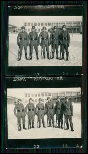 13x Foto Kontaktabzug - Wehrmacht Soldaten Kaserne Winter Aufstellung und andere