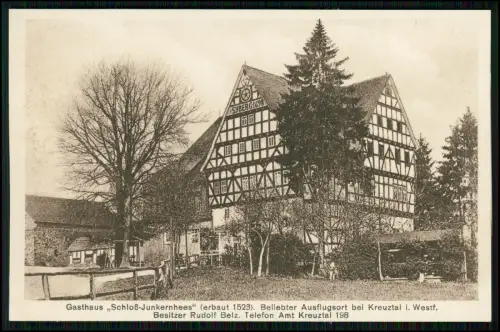 2x AK - bei Kreuztal i. Westf. Gasthaus Schloß-Junkernhees  Besitzer Rudolf Belz