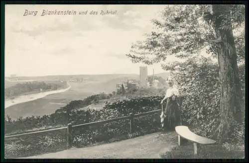 AK -  Hattingen - Burg Blankenstein und das Ruhrtal Panorama - 1910 gelaufen