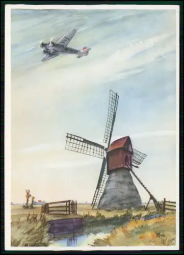 AK - Pioniere des Weltluftverkehrs Niederlande Land der Windmühlen Junkers-Ju 52