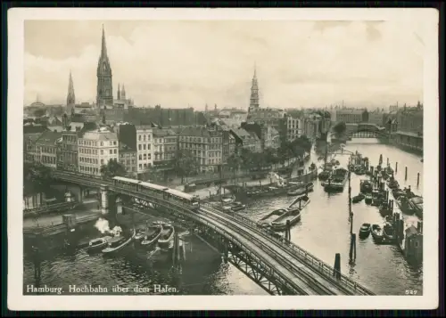 Foto AH - Hamburger Hochbahn über dem Hafen -  zwischen Landungsbrücken Baumwall